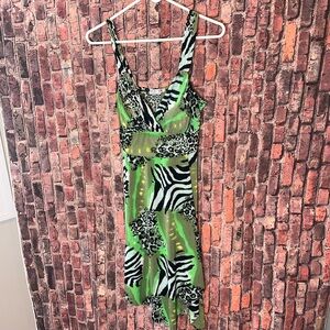 La Belle Green Animal Print Sleeveless Women Dress Size Large